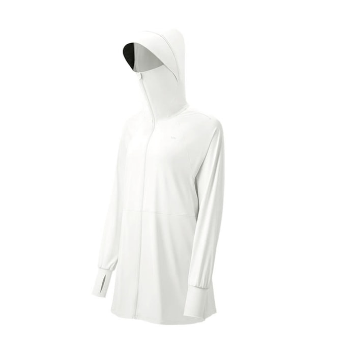 Women's Longline UV Protection Jacket (White Size L) - UPF50+ 1pc