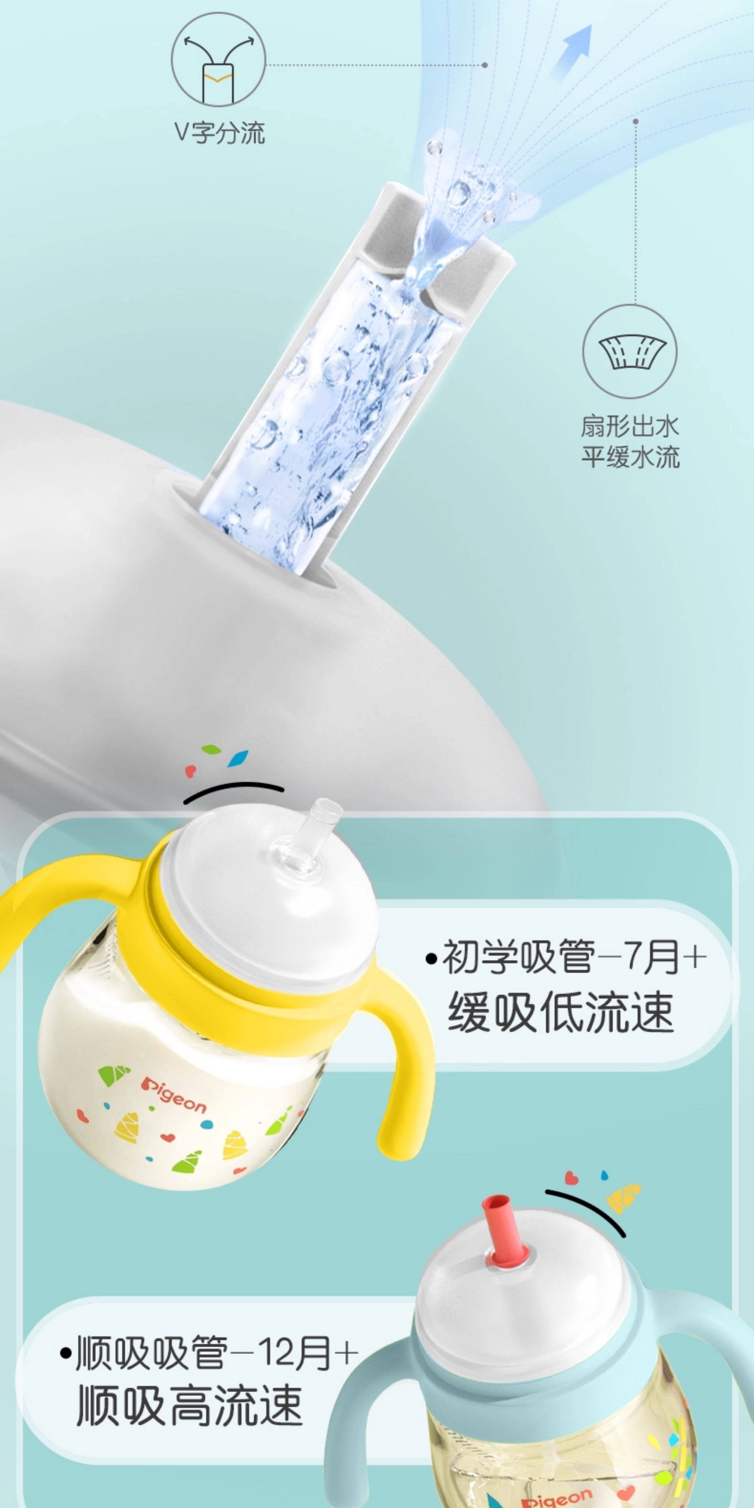 【中國直郵】 日本 PIGEON貝親 貝親熊貓水杯吸管配件寶寶直飲吸管杯喝水寬口徑學飲杯 7月+熊貓小月齡學飲杯 300mL/瓶