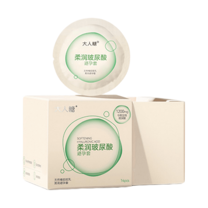 Adult Candy™ 1200mg 보습 히알루론산 콘돔. Bloomage Biotechnology의 히알루론산 기술을 적용했습니다. 여성에게 안전하고 편안합니다. 10+4개입.