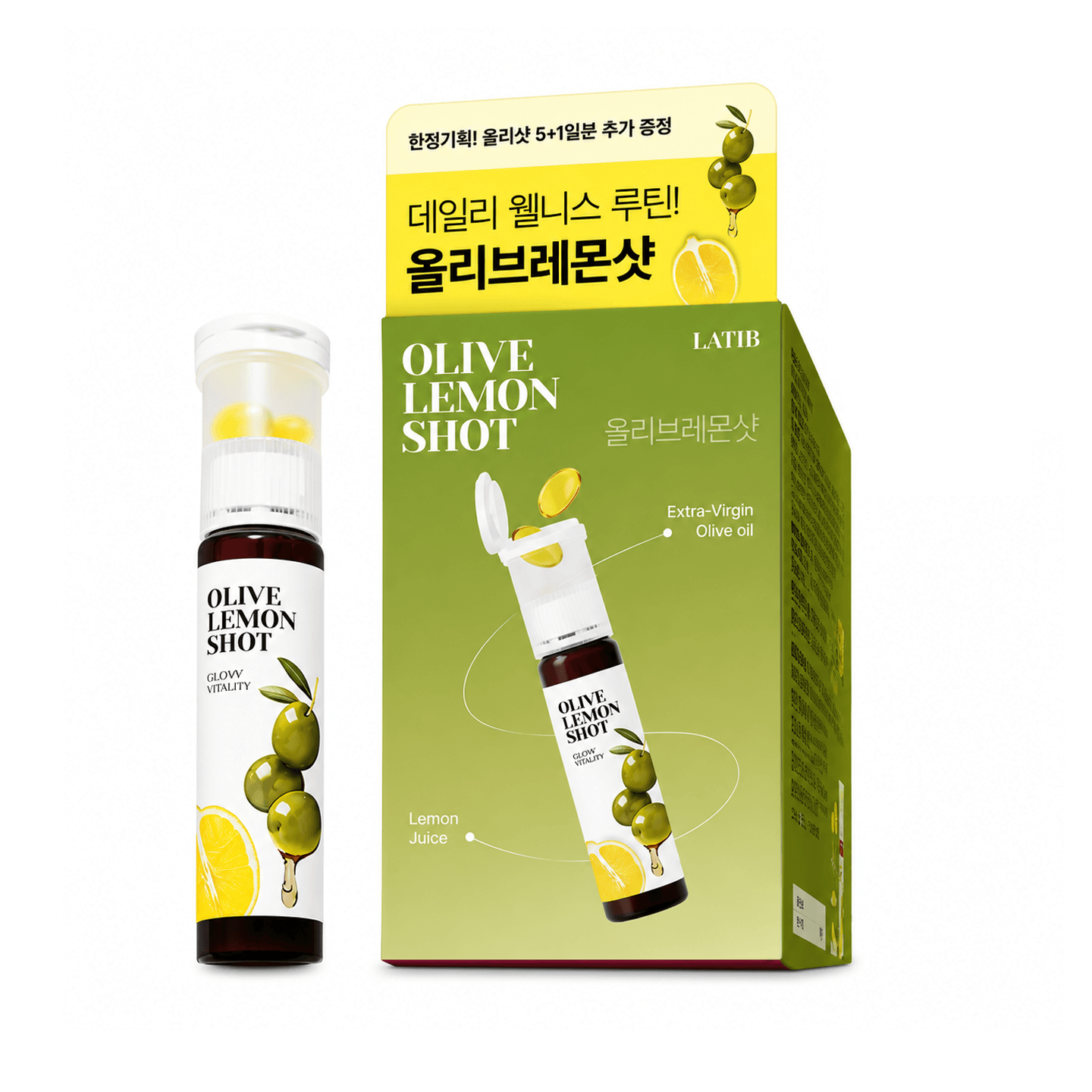 Olive Lemon Shot Concentrate Drink 5+1 Bottles N Olive Lemon
