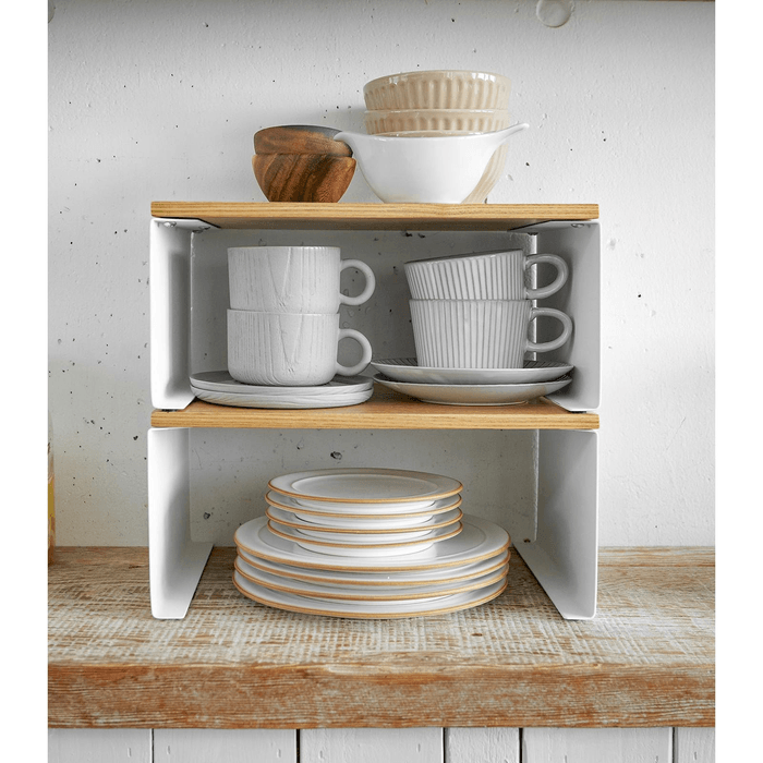 Stackable Countertop Shelf - Two Sizes - Steel + Wood Small 14