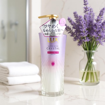 日本LUX力士 超浓晶彩修护洗发水 按压瓶装 450g 氨基酸修复漂染发损伤 护色闪亮 保湿滋润顺滑 
