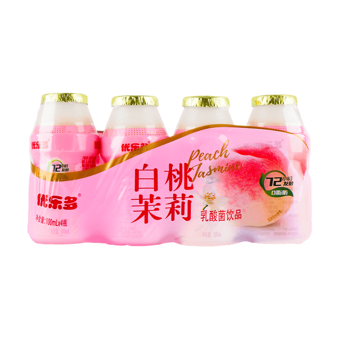 White Peach and Jasmine Flavored Yogurt Drink 3.38 fl oz x 4 Bottles