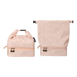 【中国直邮】 HSPM 饭盒手提袋子 保温便当包 防水防油加厚铝箔午餐包 双层 粉色 1个装