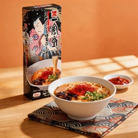 Spicy Hakata Ramen - Japanese Style Ramen Noodles, 2 Servings, 8.46 oz【Spicy Kick】【Rich Tonkotsu Flavor】