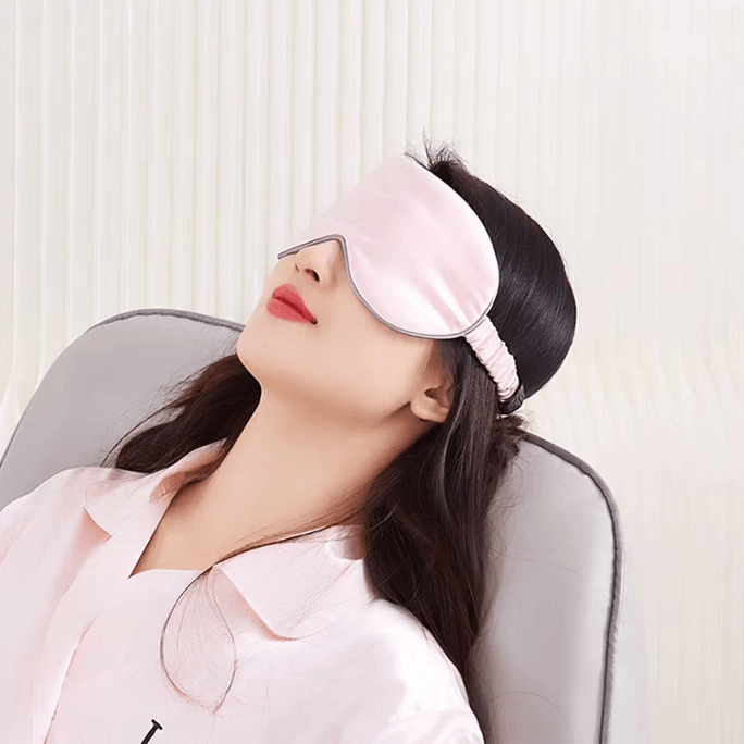 100% Mulberry Natural Silk Sleep Mask with Elastic Strap Headband Pink