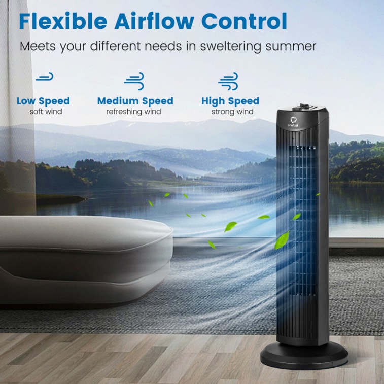 Fantask 35W 28 Quiet Bladeless Oscillating Tower Fan-Black 4