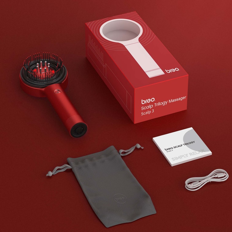 🔥【周年庆好礼 返$10礼卡】倍轻松 Scalp3 头皮智能按摩梳 红光护发 精油导液 滋养护头皮 头部按摩仪 IPX7防水 红色 生日节日礼物【品牌】 8