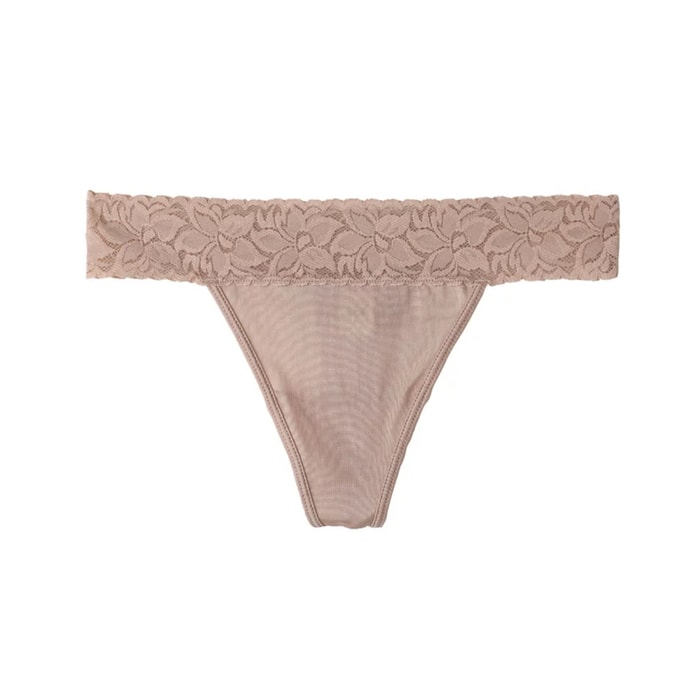 Real Silk Low-Waisted Comfortable Ventilate No Trace Ladies ′Panties Sexy Lace Thong Briefs NZW2238# Skin Colour L