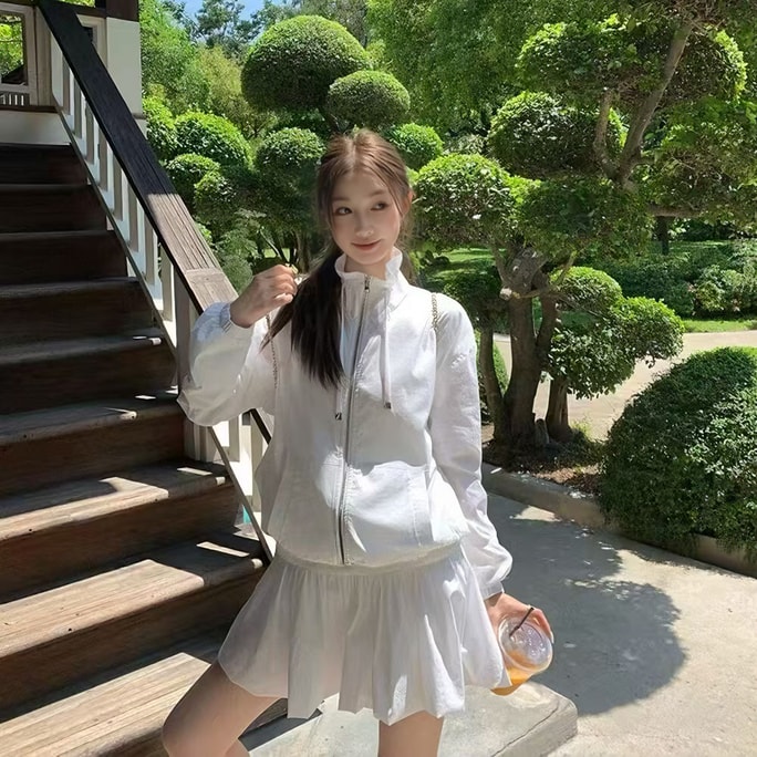 [캐나다 직배송] 시나리오 경량 스포츠웨어 투피스 세트 (프리사이즈) - 두 가지 색상 - 화이트