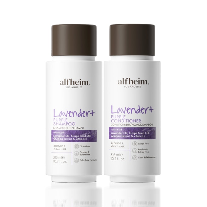 Lavender+ Purple Shampoo & Conditioner Set  Tone-Correcting for Blonde Silver & Gray Hair  Neutralizes Brass 10.7oz