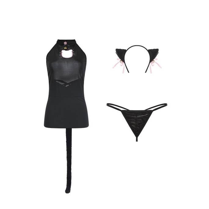 【中国直邮】瑰若 情趣内衣 性感猫女郎制服套装 均码 黑色款