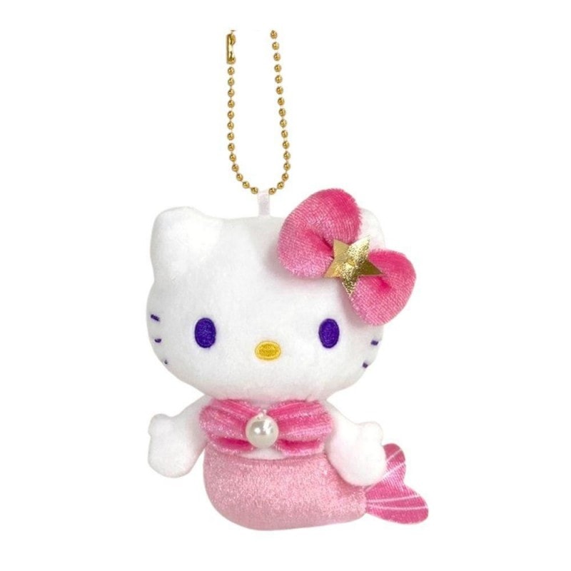 日本 SANRIO 五十週年限量產品 kitty玩偶鑰匙圈掛件 粉紅人魚款 1個裝
