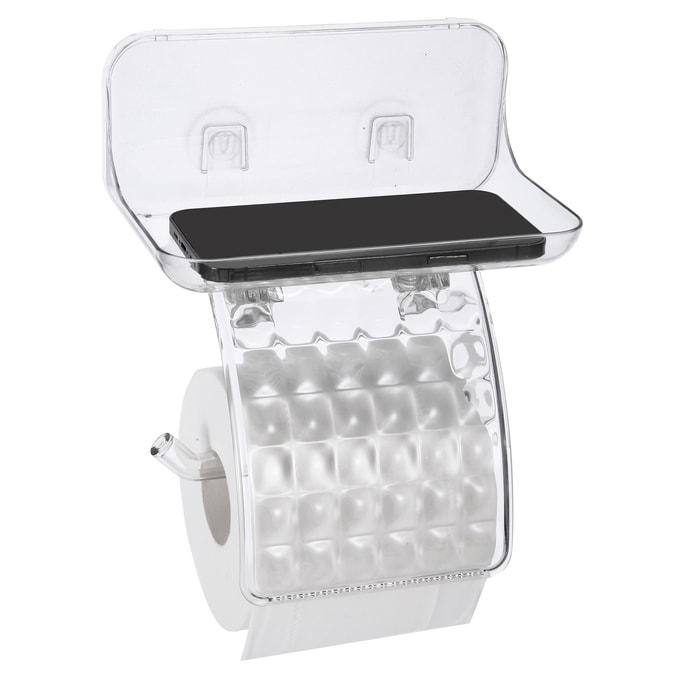 【Bathroom storage】 toilet paper holder with cell phone tray magic stickerUsed for glass tiles etc