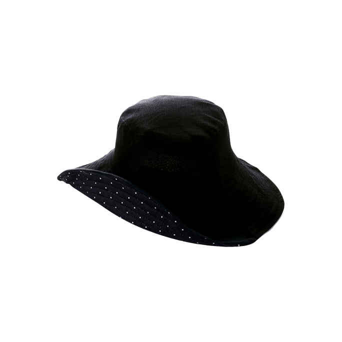 UVカット 日焼け止め クールタイプ 帽子 ブラック×ドット