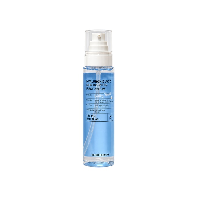 히알루론산 스킨 부스터 퍼스트 세럼 150mL, 에크토인 5,000ppm, 소듐하이알루로네이트 1,125ppm, 멀티 히알루론산, 건조하고 수분 부족한 피부를 위한 수분 공급 페이셜 세럼