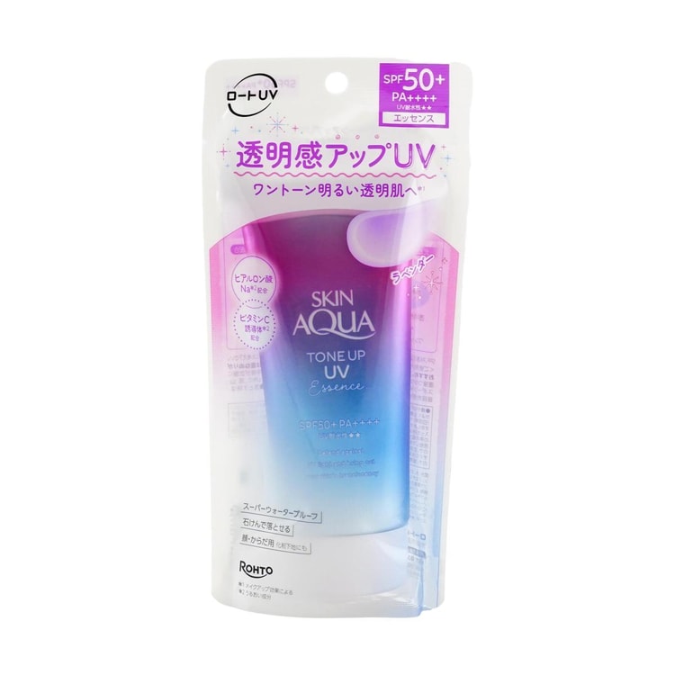 日焼け止め ami ROHTO Skin Aqua Tone Up UV Essence SPF50+/PA++++, 2.82 oz Lavender