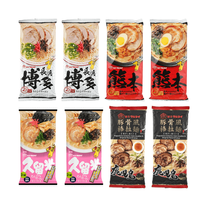 日本の九州ラーメン詰め合わせ - インスタントラーメン、4つのフレーバー、8パック、26.45オンス