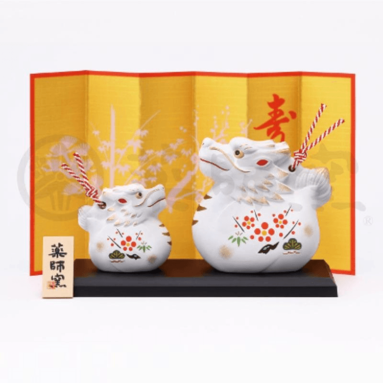 日本直送品】薬師窯 干支置物 金彩 開運誕生親子 龍 - Yami
