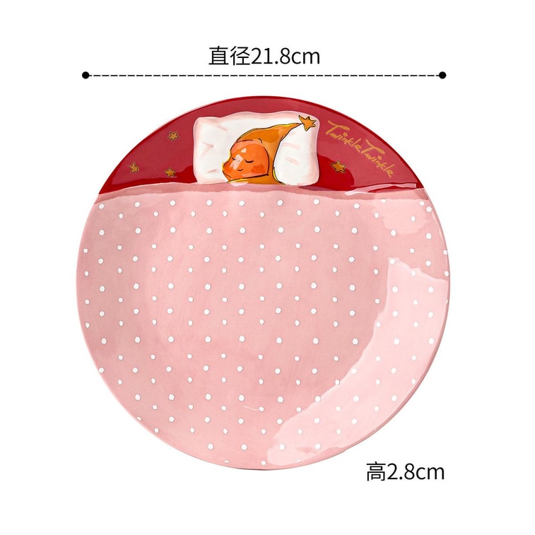 トゥインクルトゥインクル 仕切り付き朝食プレート ピンク水玉模様、8.5インチ 3