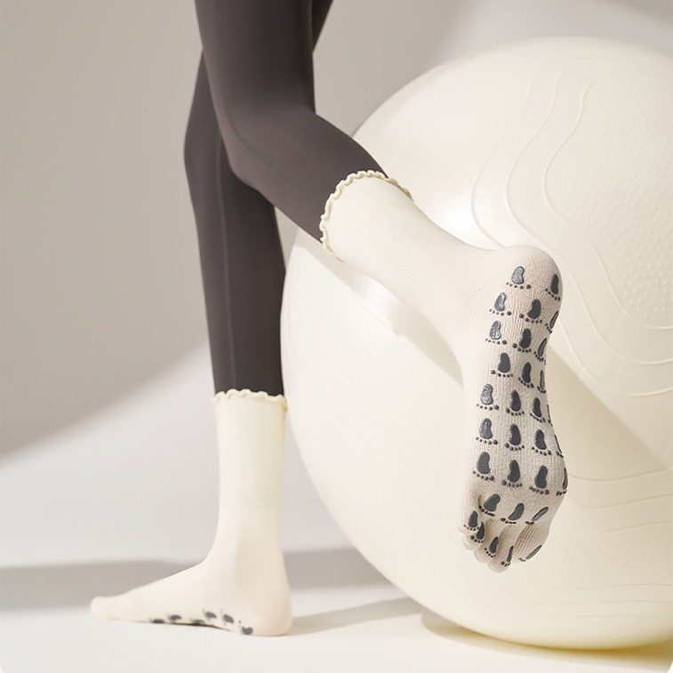 [중국 직배송] HSPM 신상품 한국식 스포츠 5손가락 양말, 필라테스 마찰방지 요가 양말, 흑요석 블랙 F 9