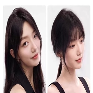 Clip-in Bangs Wig For Women, Top Volume With High Crown, Natural Realistic Hair, Front Piece Covers Gray Hair Seamlessly, Gold Dot Highlights - Middle Part [7*11-27cm], Brown-Black