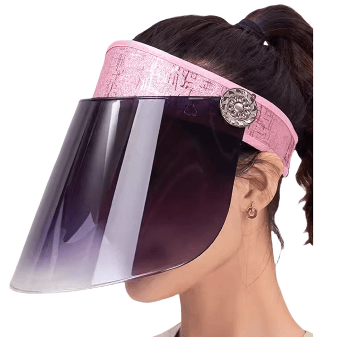 Michao Sunscreen Hat for Men and Women in Summer Covering the Whole Face with Adjustable Shine Lines - Pink