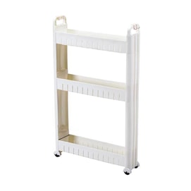 3-Layer Gap Storage Cabinet with Wheels and Hooks 45×10×73cm