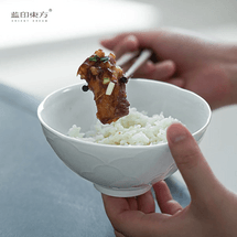 Jingdezhen Ceramic Tableware Bowl Plate Rice Bowl 4.5" Set of 10 Bowls