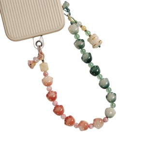 [중국 직배송] HSPM 귀여운 고양이 발 그라데이션 보리수 휴대폰 체인, 고급 비즈 펜던트 휴대폰 케이스 랜야드 체인, 투톤 - 추억 + 패드 F, 1개