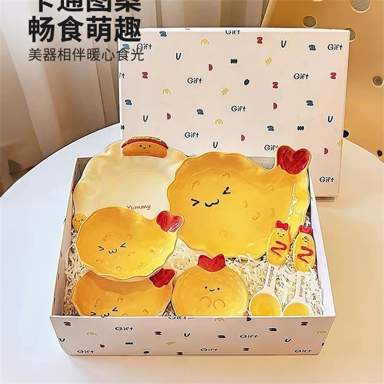 Under-Glaze Colored “Fried Shrimp Bowl” Tableware 2026 New Arrival: Beautiful Single-Serving Bowls, Instant Noodle Bowls, And Cute Plates Bread Time 5-Inch Rice Bowl, 1 Set 4
