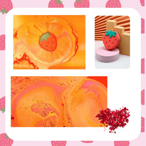 Bath Bomb Extra-Essential Oil, 4.6 oz. #BrilliantBerry Light Orange-Red Rainbow Bubble Bath