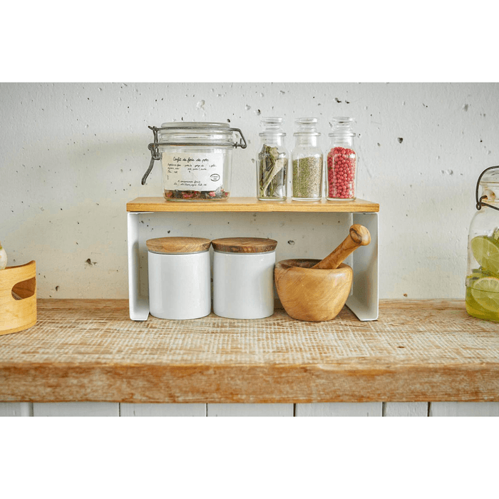 Stackable Countertop Shelf - Two Sizes - Steel + Wood Small 3