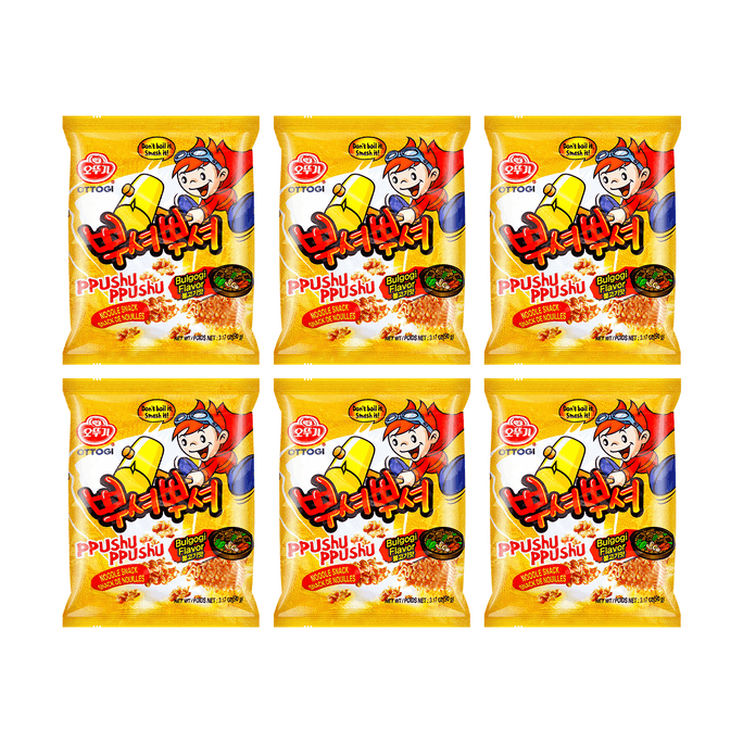 【TWICE Nayeon & Jeon Somi Favorite】Ppushu Ppushu Noodle Snack Bulgogi flavor 90g*6 【Value Pack】