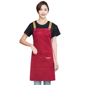 【中國直郵】RAMBLE 掛脖圍裙 酒紅色/條 防水防油 廚房家用