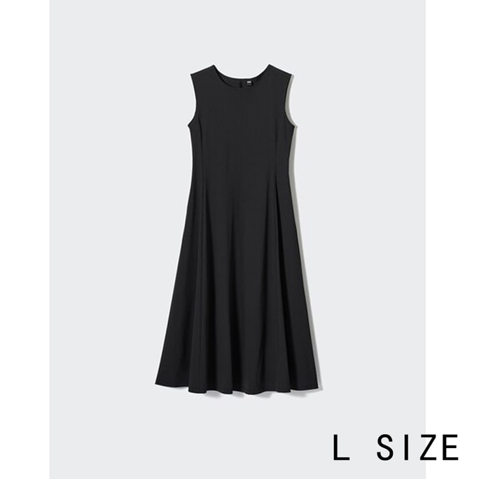 【日本からの直送】ユニクロ レディース エアリズム ショート丈 春夏新作 ストレッチノースリーブワンピース ブラック サイズL（1枚）
