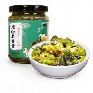 【中國直郵】 禦膳味 微辣擂椒皮蛋醬擂辣椒下飯醬青椒湖南辣椒醬 220g 涼拌皮蛋即食神器瓶裝