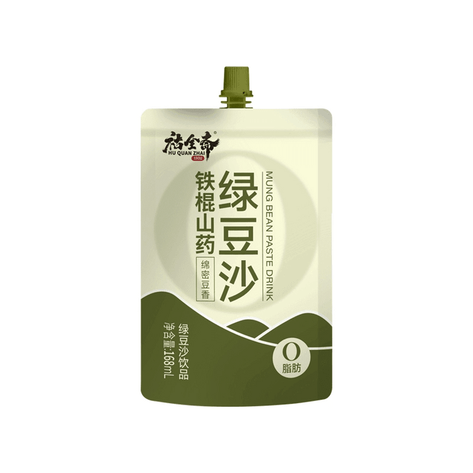 호취안자이 철스틱 얌 녹두 페이스트 인스턴트 아침 식사 여름 시원한 음료 무설탕 168ml*1 봉지