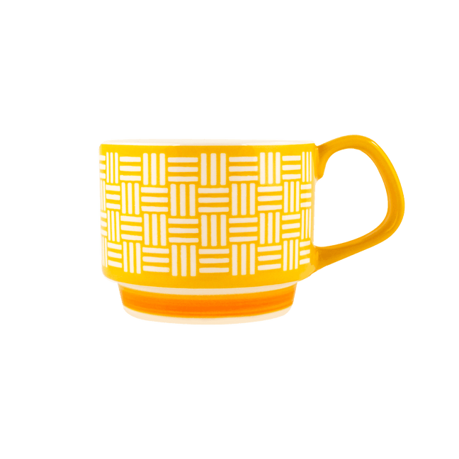 Stacking Mug Japanese Komon Ichimatsu Yellow