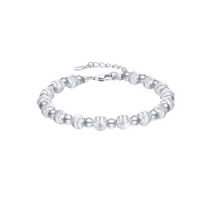[중국 직배송] 차우 상상 S925 실버 여성용 팔찌, 회색 비즈 장식, 다용도로 활용 가능하고 세련된 디자인, 여자친구를 위한 완벽한 새해 선물, 16+3cm 길이 조절 가능 *1개