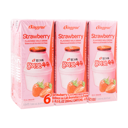 Strawberry Flavored Milk Drink,Korean Sweet and Creamy Beverage,6.8 fl oz*6 Pack【Trending on TikTok】