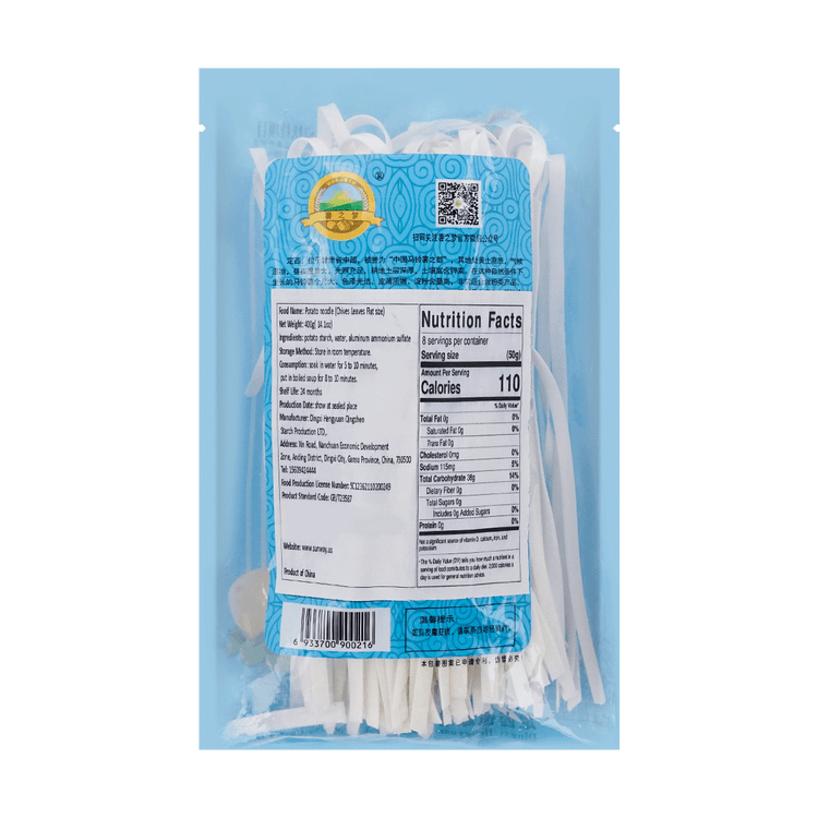 SHUZHIMENG Shu Zhi Meng Potato Noodle (Chieves Leaves Flat