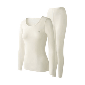 Solid Color Base Layer Thermal Set 1pc Milky White Size XL—Air-Lock Heat Retention Hyaluronic Acid Skin Moisturizing