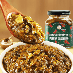 低卡博士 小绿袄1.0 擂辣椒皮蛋茄子酱 200g【低脂拌饭酱】