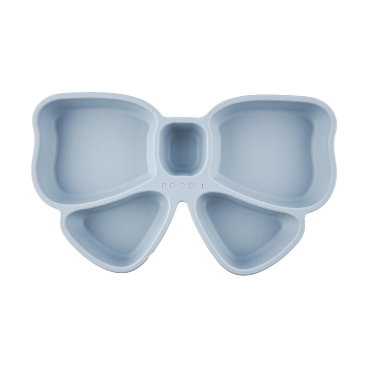 아기 실리콘 접시 먹이기 접시 보우, 바닐라 블루 6.7인치 x 11.4인치 x 1.3인치 3