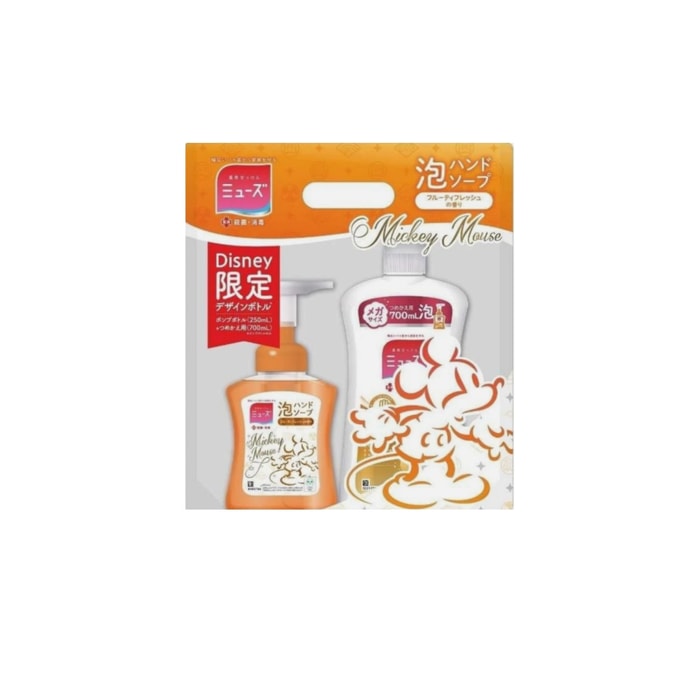 Muse Bubble Hand Soap Set Disney Mickey Mouse 250ml+700ml  Orange