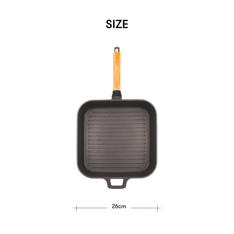 BOSQUE 논스틱 사각 그릴 팬(뚜껑 및 오크우드 손잡이 포함) 26cm 9