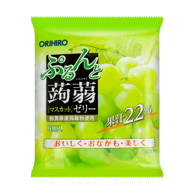 商品详情 - 日本ORIHIRO 低卡高纤蒟蒻果冻 青葡萄味 6枚入 120g - image  0