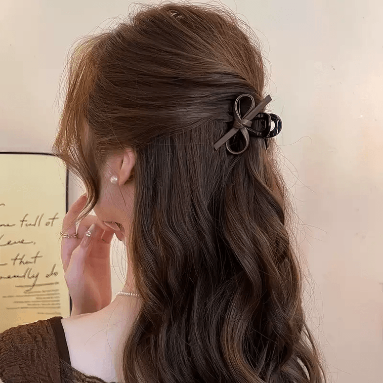 美佳严选 ミニバレッタ 蝶結びヘアクリップ 小ぶりでスイート 上品なヘアアクセサリー 砕いた髪用 小さなクランプヘアアクセサリー (ブラウン)*1ペア 3