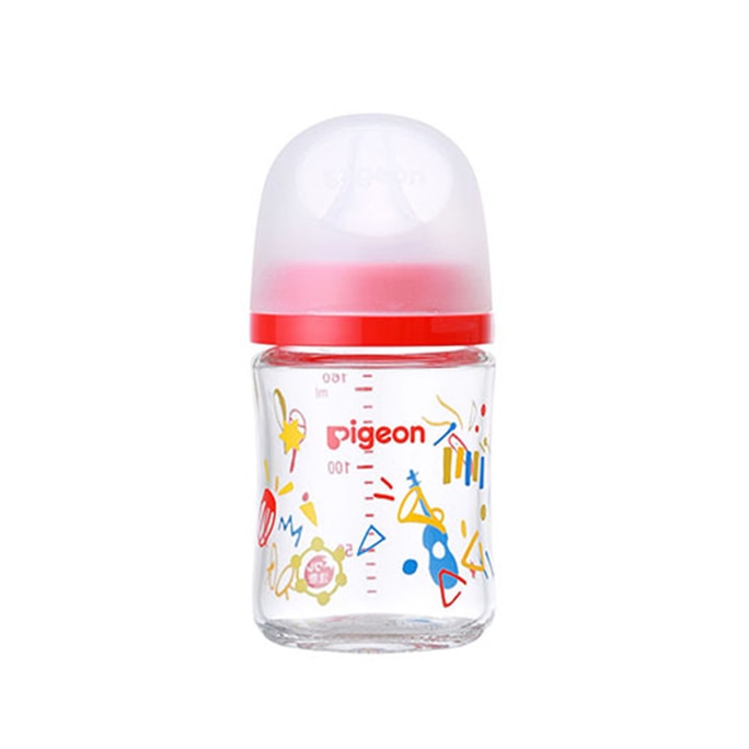 【日本直邮】PIGEON贝亲 新生儿三代耐热玻璃奶瓶160ml 宽口径仿母乳自然实感防胀气 音乐款